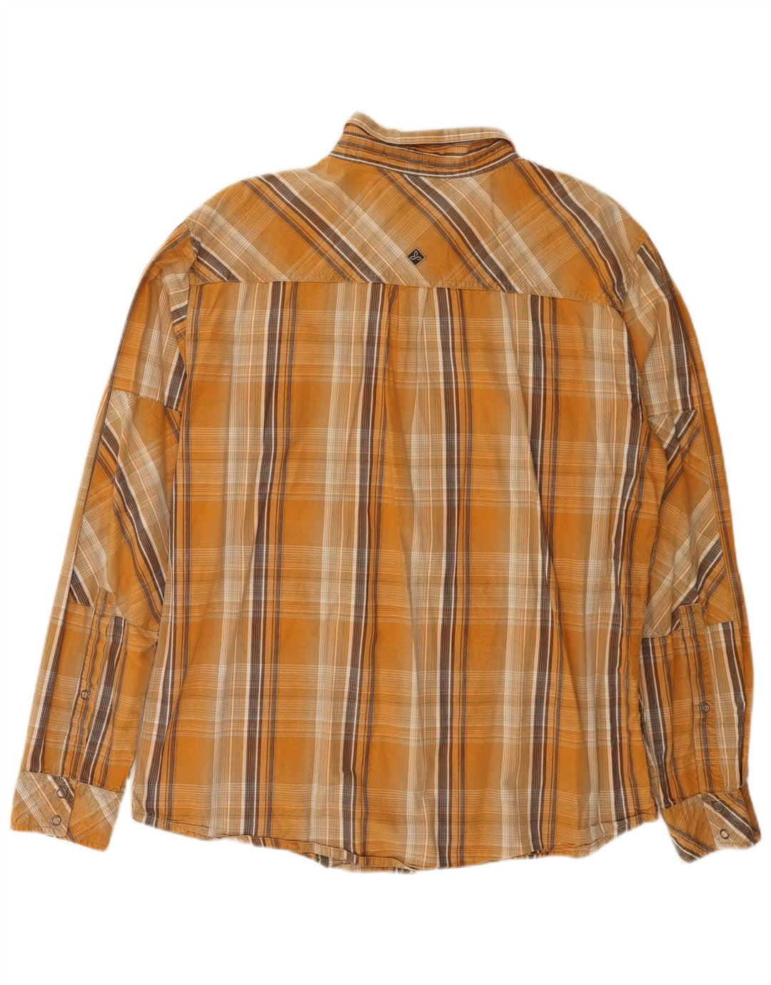 Camisa masculina Prana XL de algodão xadrez amarelo