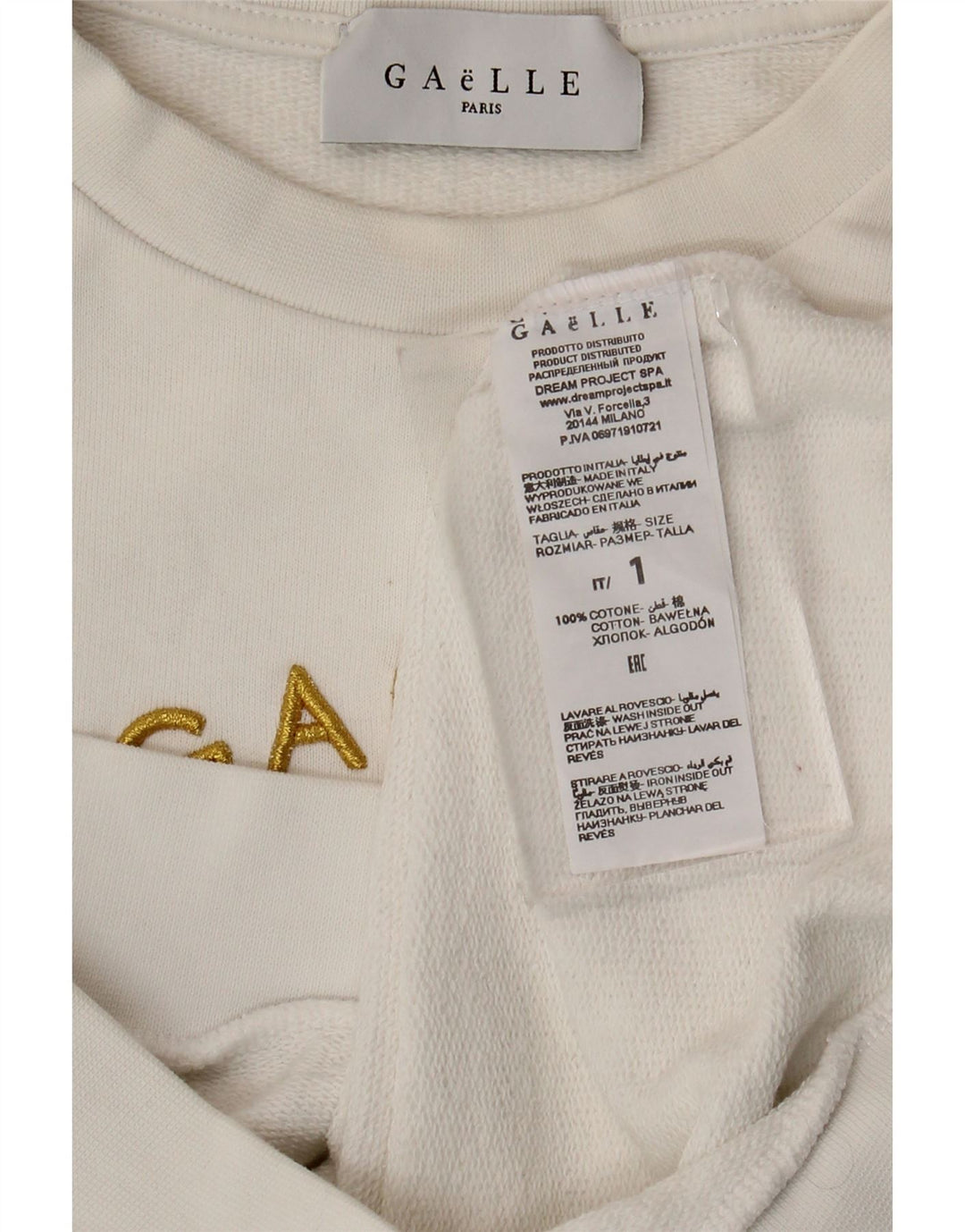 Moletom feminino Gaelle com estampa grande e grande, Reino Unido, 10 algodão branco pequeno