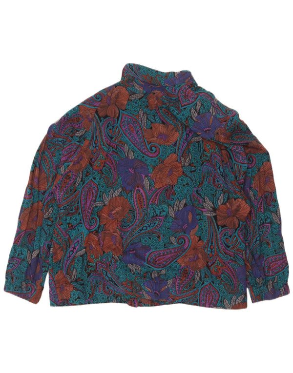 Blusa feminina vintage EU 44 XL azul paisley viscose