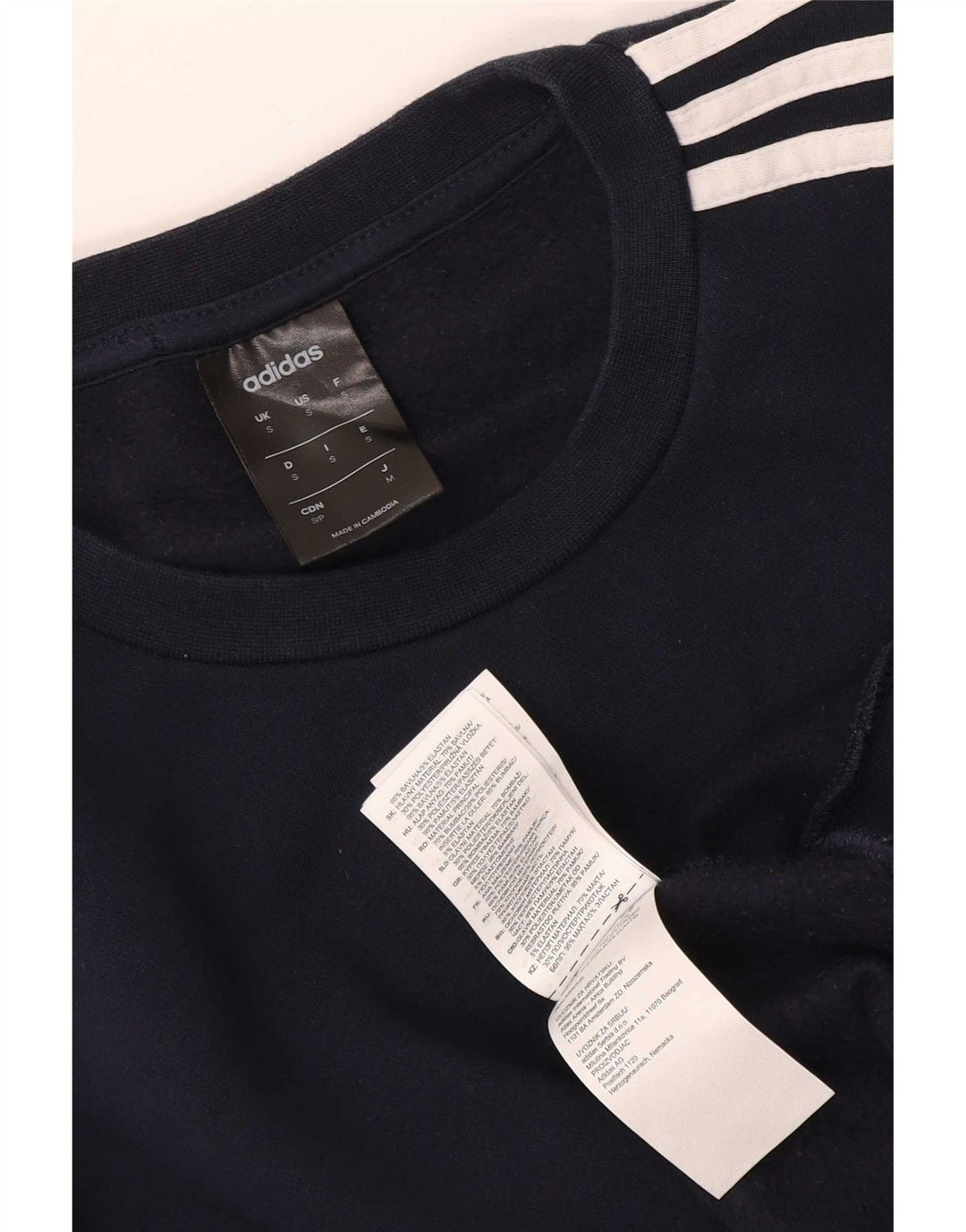 Adidas Mens Moletom Jumper Pequeno Algodão Azul Marinho