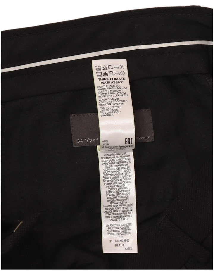 Calça masculina Marks & Spencer Slim Suit W34 L29 poliéster preto