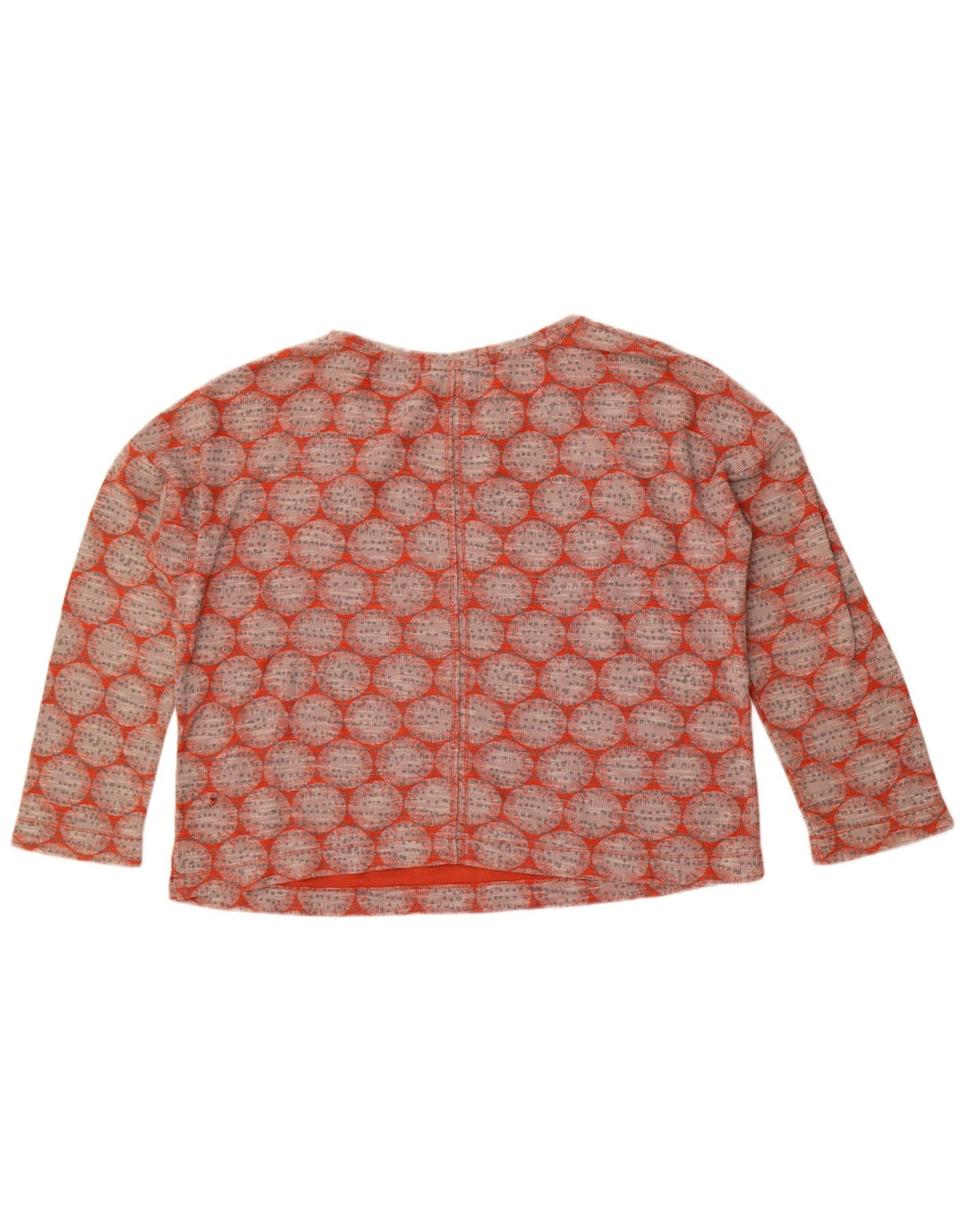 Top cropped feminino White Stuff manga comprida Reino Unido 12 médio vermelho geométrico