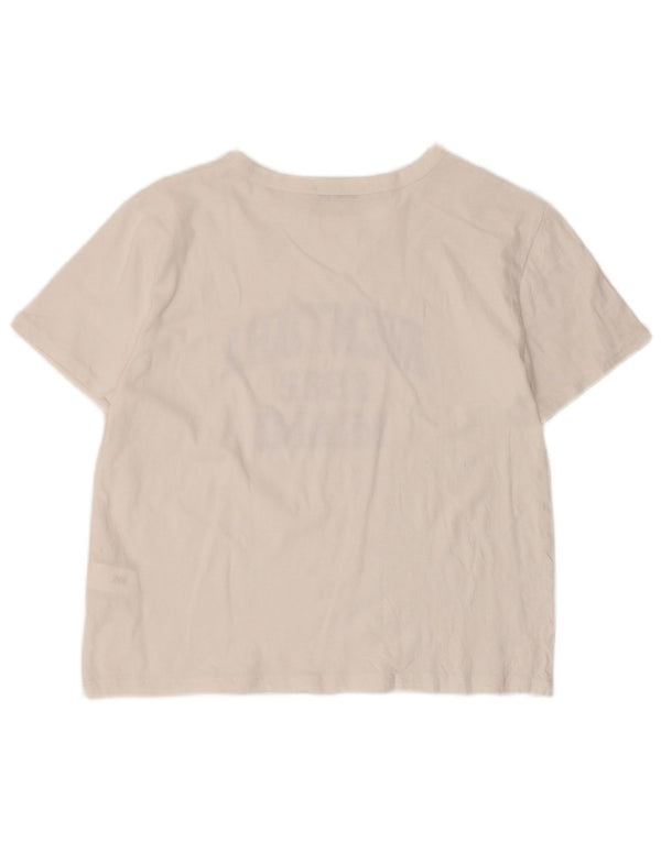 Zara Womens Graphic T-Shirt Top UK 14 Grande Algodão Branco