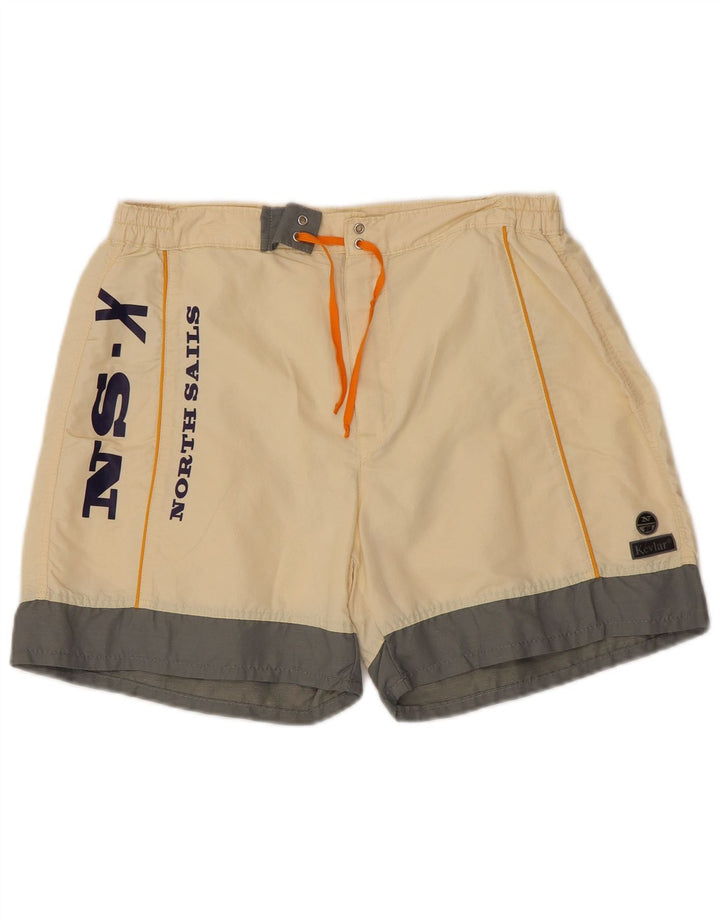 Shorts de natação masculino North Sails gráfico médio off white colorblock