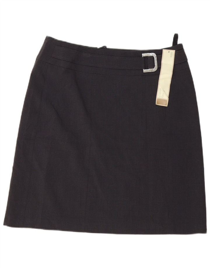 Saia feminina Marks & Spencer A-Line UK 12 Médio W32 Poliéster Cinza