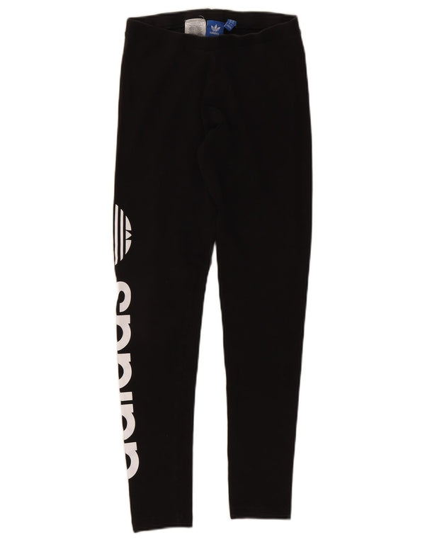 Leggings Adidas Femininas UK 10 Pequenas Algodão Preto