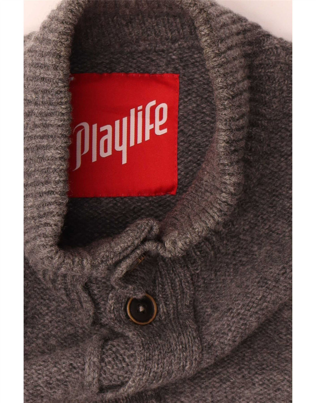 Suéter cardigã masculino Playlife XL lã cinza