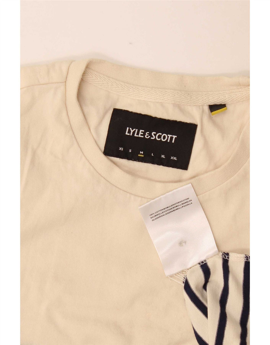Lyle & Scott Camiseta masculina de algodão listrado bege médio