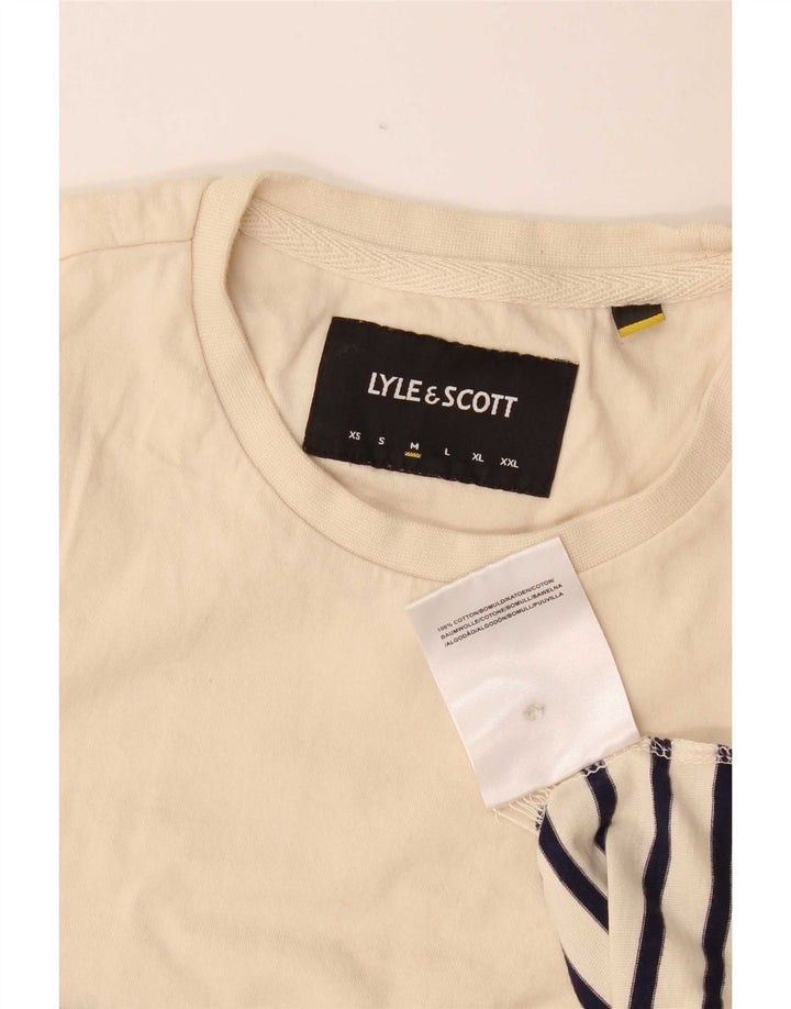 Lyle & Scott Camiseta masculina de algodão listrado bege médio