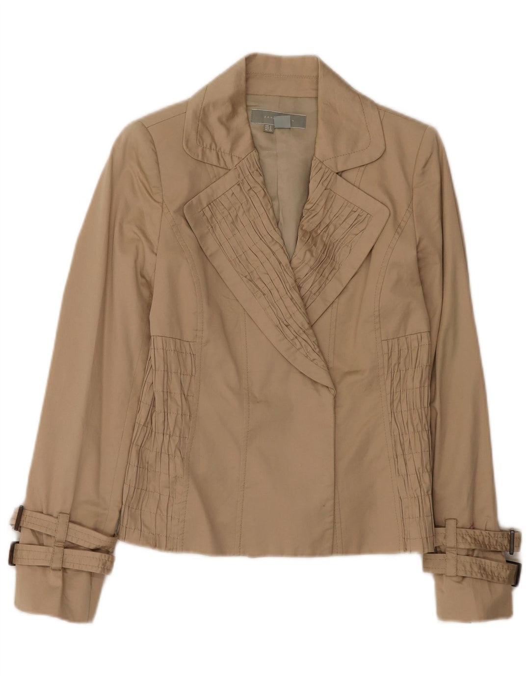 Jaqueta Zara Womens Open Blazer Reino Unido 8 Pequeno Algodão Bege