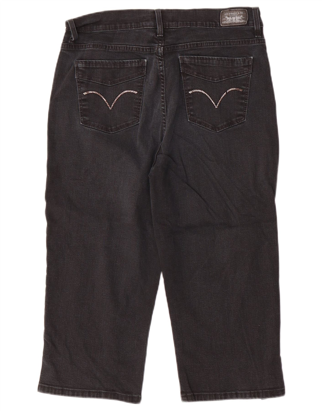 Jeans capri feminino cintura alta Levi's US 12 grande W30 L19 algodão cinza