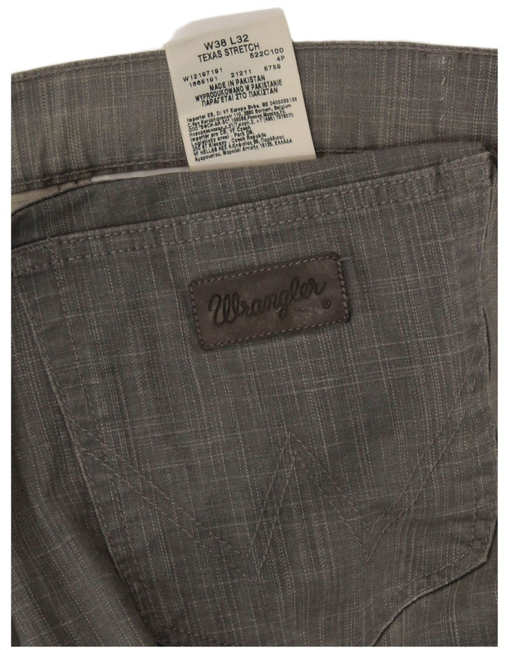 Calça casual masculina WRANGLER Texas Stretch Straight W38 L32 cinza xadrez