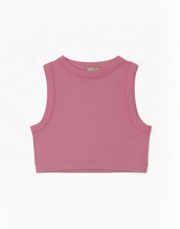 Zara Womens Crop Vest Top UK 12 Médio Rosa