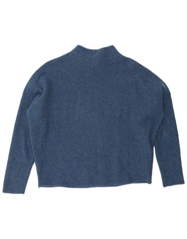 Suéter feminino Toast com gola tartaruga Reino Unido 14 lã merino azul médio