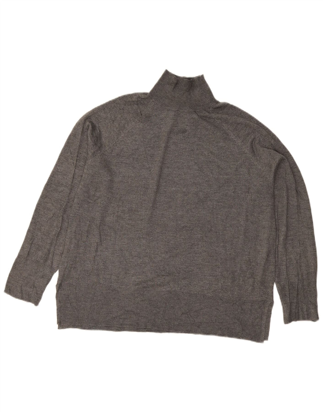 Zara Suéter feminino oversized com gola de tartaruga Reino Unido 14 cinza médio