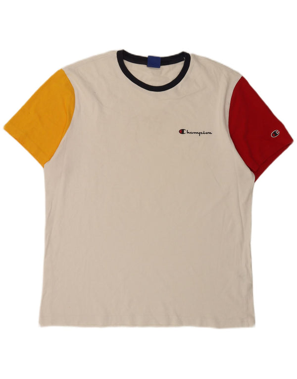 Camiseta masculina Champion Top 2XL algodão colorblock branco