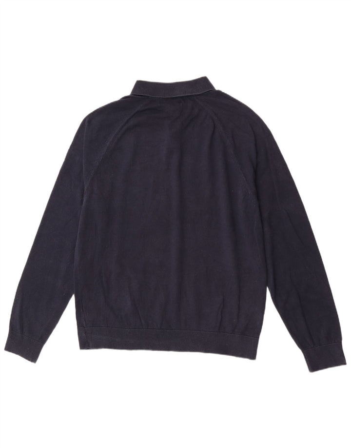 Suéter masculino Marks & Spencer com gola polo e algodão azul marinho médio