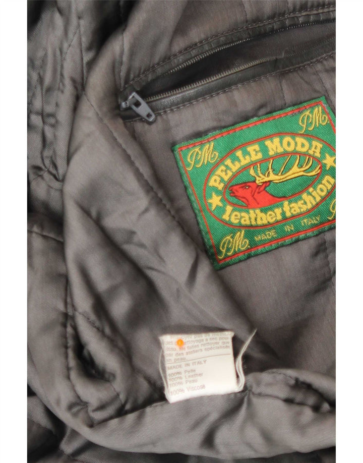 Jaqueta de couro masculina vintage UK 42 XL preta