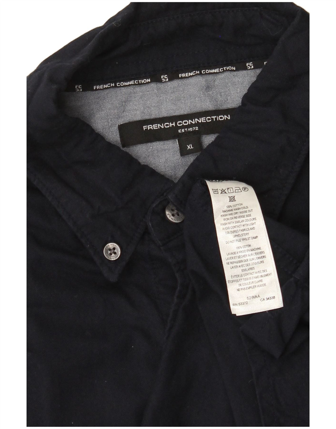 Camisa masculina French Connection XL azul marinho algodão