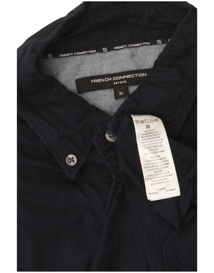 Camisa masculina French Connection XL azul marinho algodão