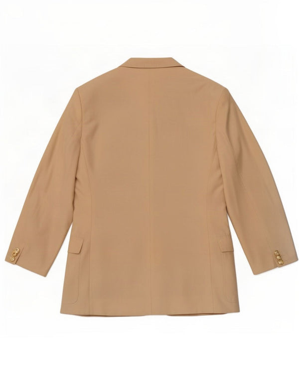 Jaqueta blazer feminina Max Mara com 2 botões Reino Unido 12 seda bege médio