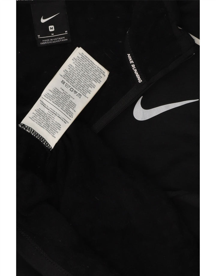 NIKE Masculino Zip Neck Pullover Treino Top Médio Preto Poliéster