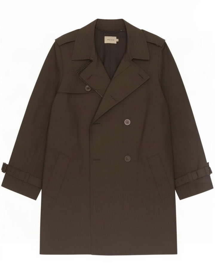 Trench Coat Masculino Reiss UK 36 Pequeno Poliéster Preto