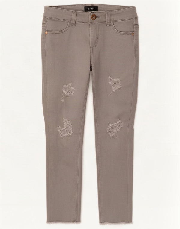 Dkny Jeans skinny desgastados para meninas 7-8 anos W24 L20 Algodão cinza