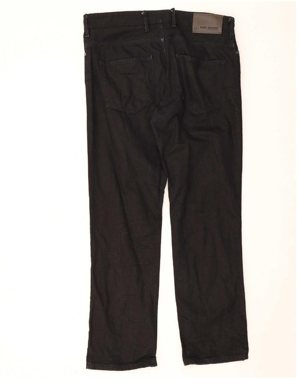 Hugo Boss Mens Straight Jeans W34 L30 Algodão Preto