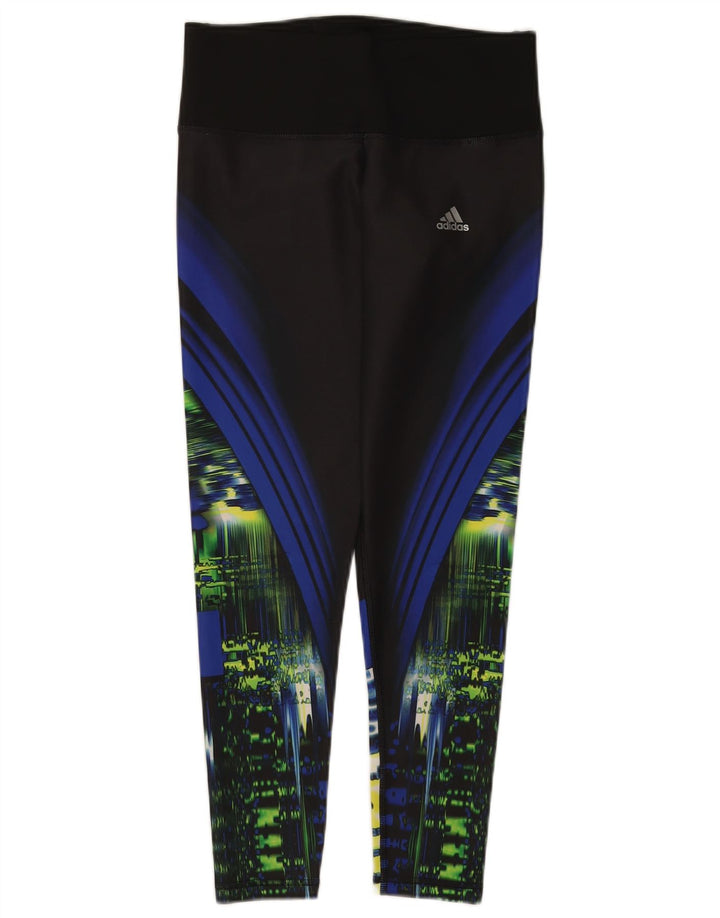 Adidas Womens Climalite Abstract Pattern Leggings Reino Unido 8/10 Pequeno Preto