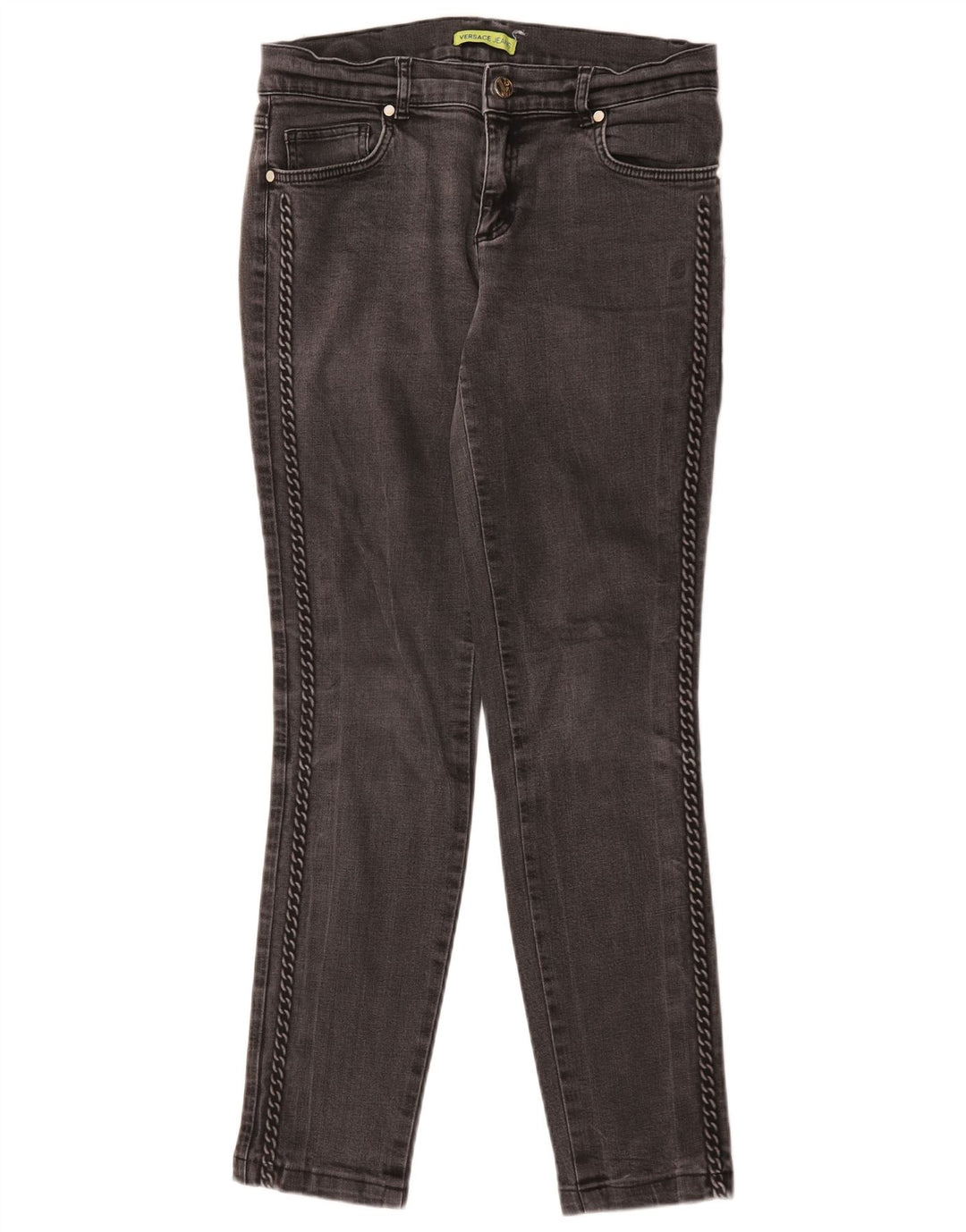 Versace Jeans Slim Feminino IT 42 Médio W30 L29 Algodão Cinza