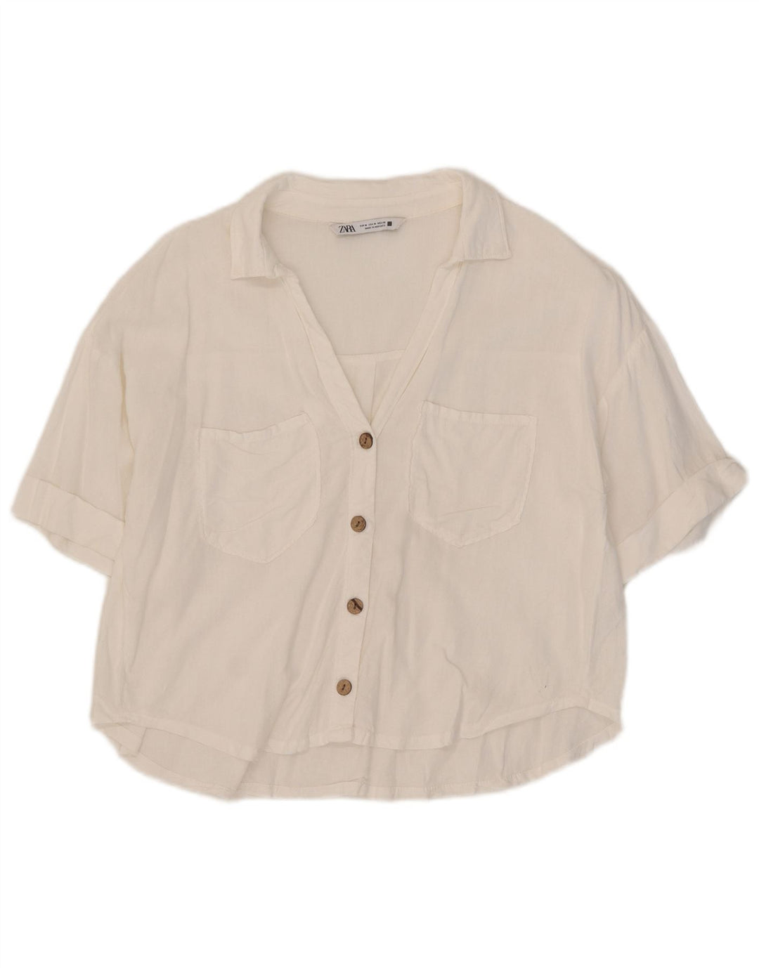 Zara Camisa Oversized Feminina Reino Unido 14 Médio Branco