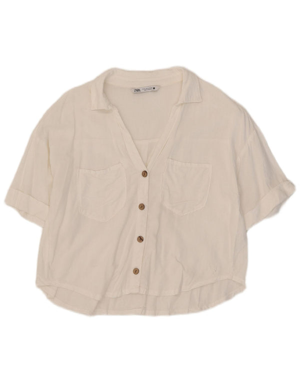 Zara Camisa Oversized Feminina Reino Unido 14 Médio Branco