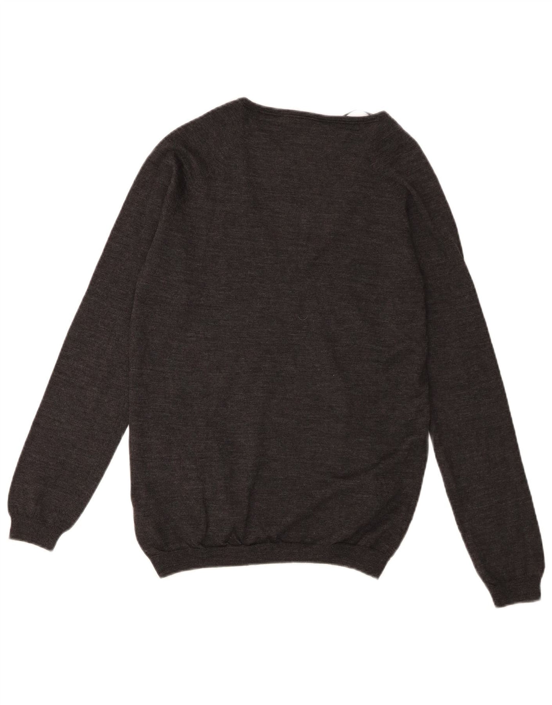 Suéter feminino Massimo Dutti com decote em V Reino Unido 12 lã cinza médio