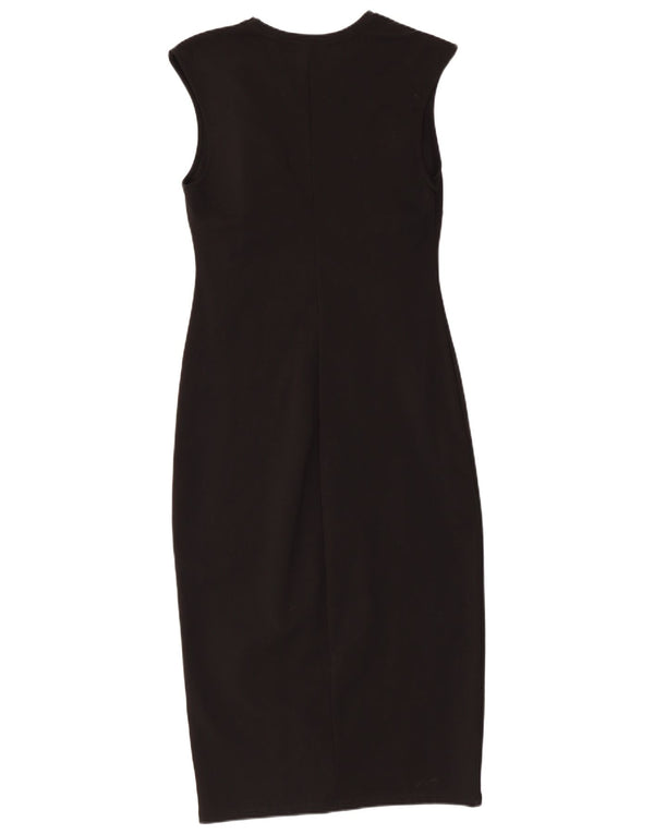 Vestido feminino Zara sem mangas com bainha slim fit Reino Unido 14 grande preto