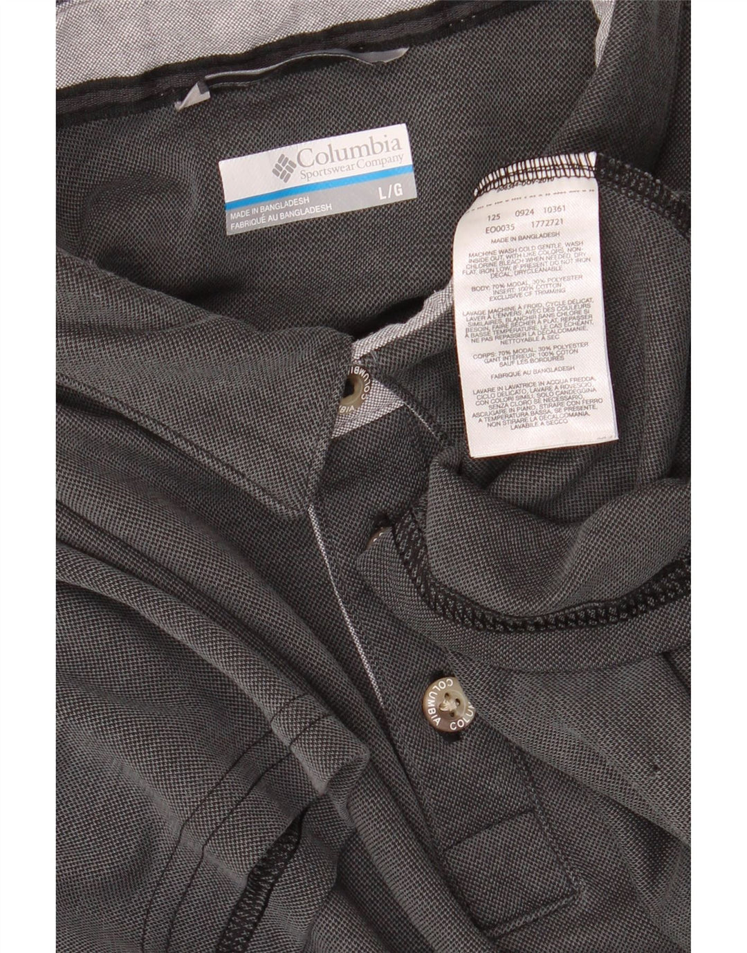 Camisa polo masculina Columbia grande cinza modal