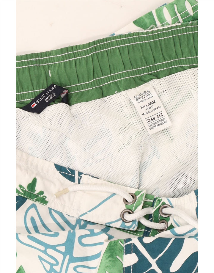 Shorts de natação masculino Marks & Spencer Blue Harbor 2XL branco floral