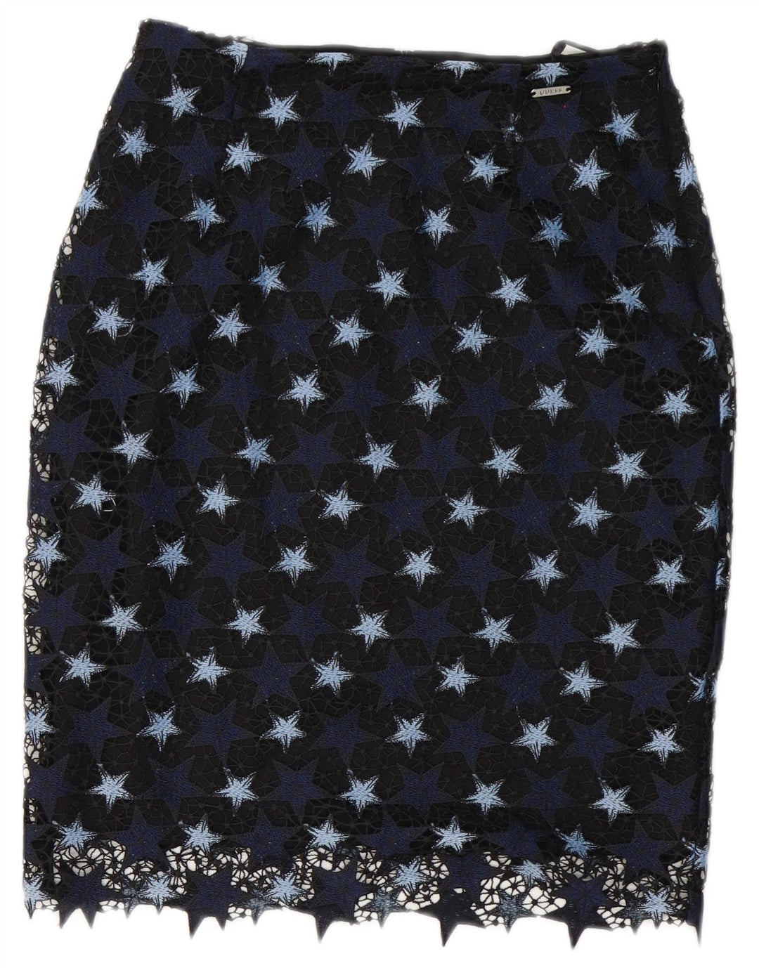 Saia lápis feminina Guess W27 pequena poliéster azul marinho