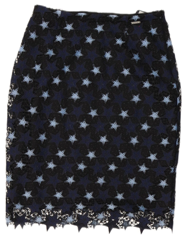 Saia lápis feminina Guess W27 pequena poliéster azul marinho