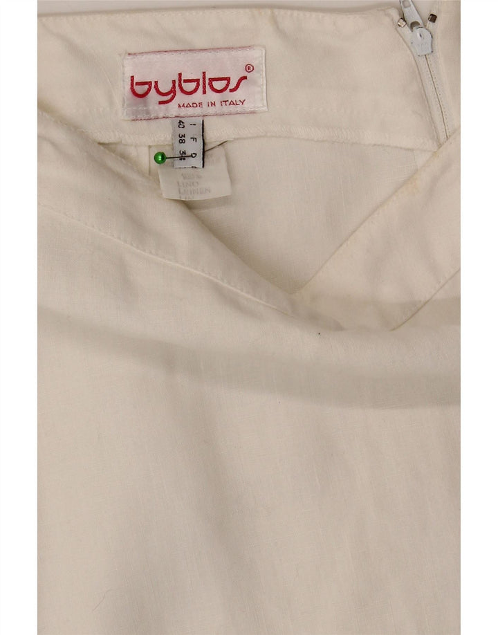 Saia lápis feminina Byblos IT 40 pequena W28 linho branco
