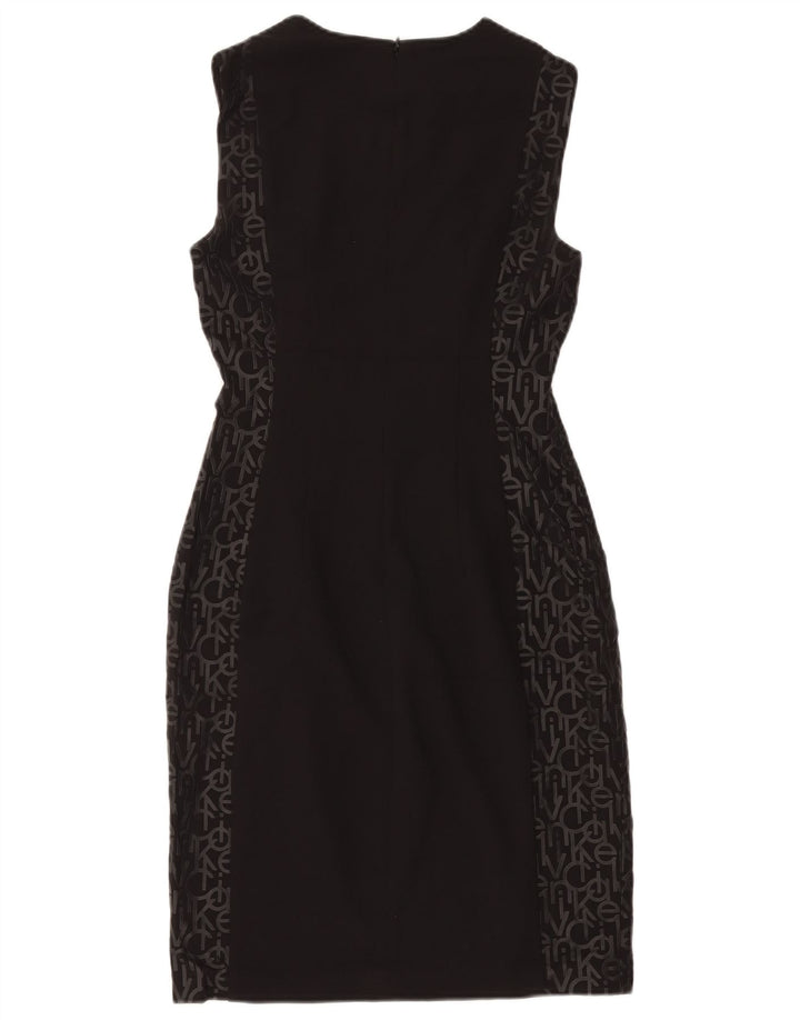 CALVIN KLEIN Vestido feminino estampado sem mangas US 8 médio preto