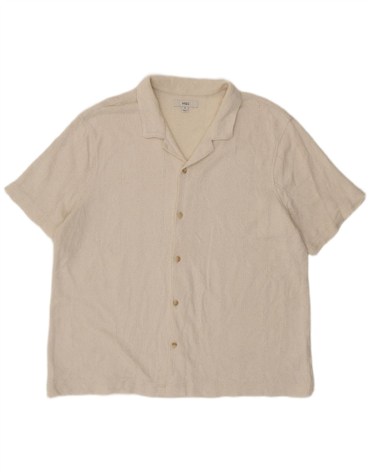 Camisa masculina de manga curta Marks & Spencer 2XL algodão branco
