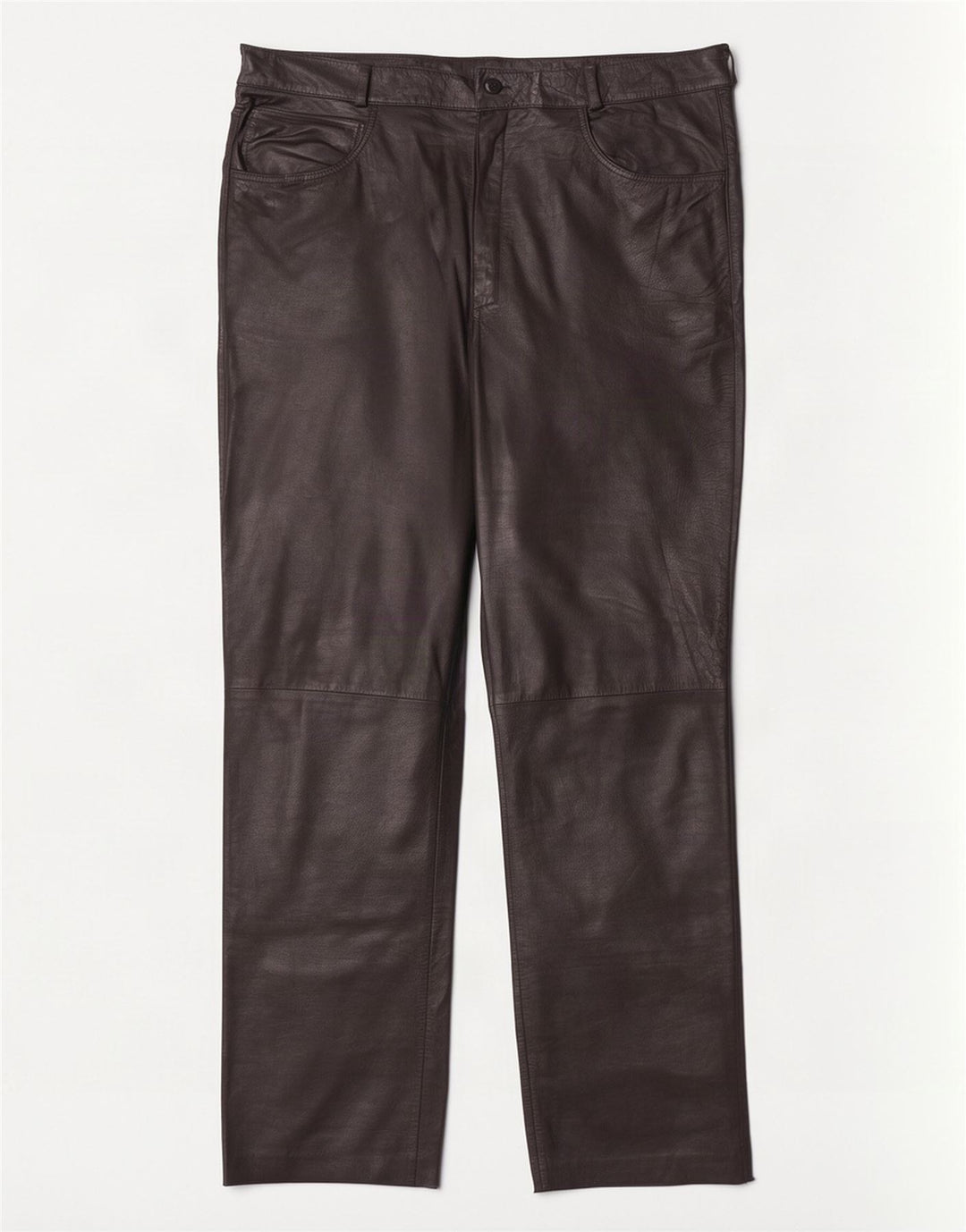 Calças de couro retas femininas vintage W36 L32 pretas