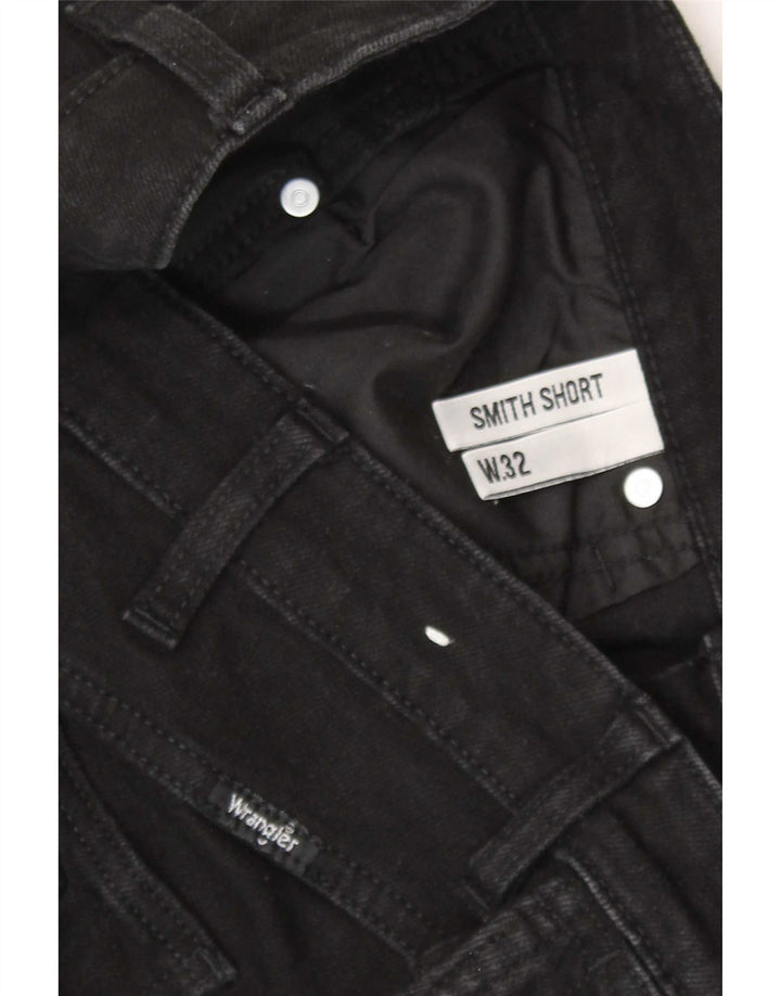 Shorts jeans Wrangler masculino desgastado W32 algodão preto médio