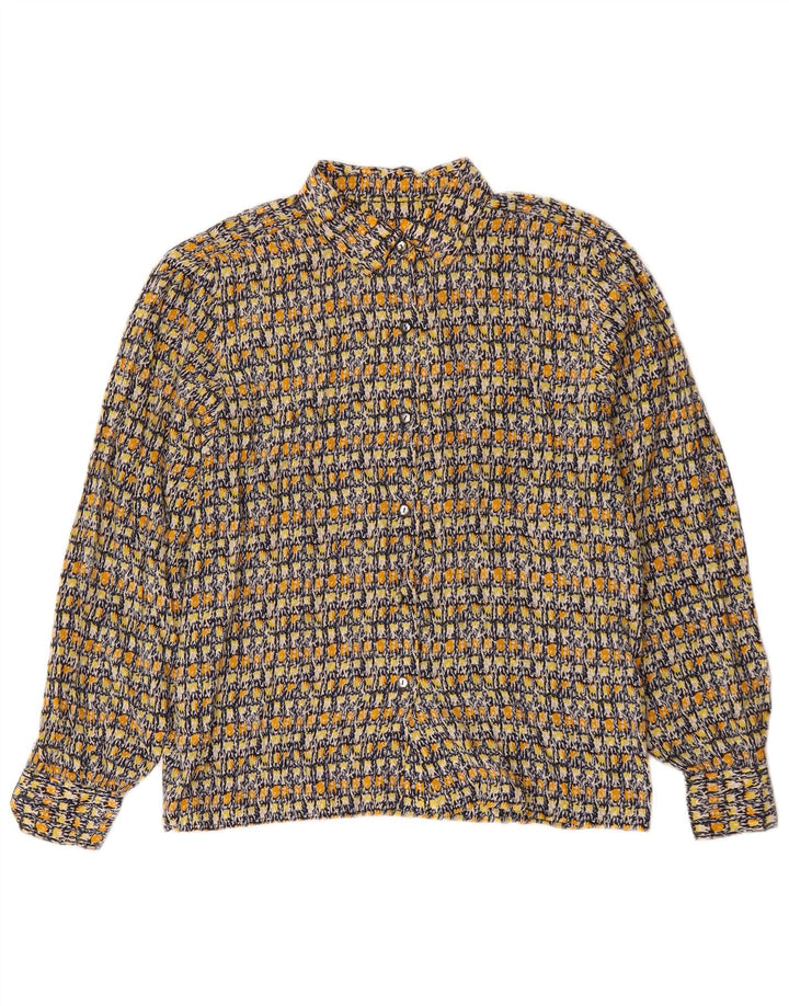 Camisa feminina vintage com padrão abstrato Reino Unido 14 grande multicolorida