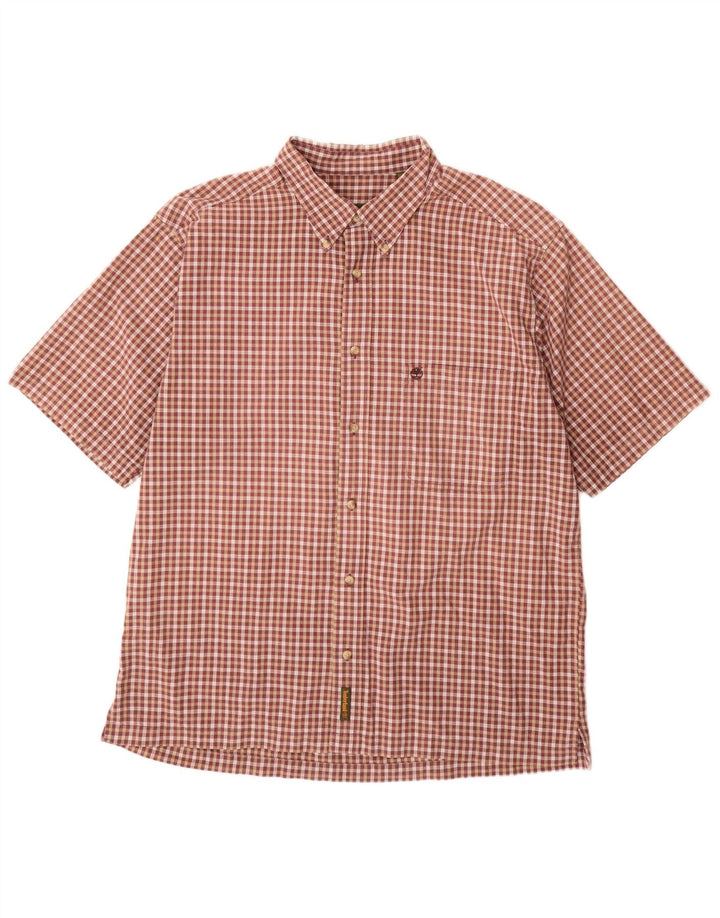 Camisa masculina de manga curta TIMBERLAND XL Borgonha xadrez algodão
