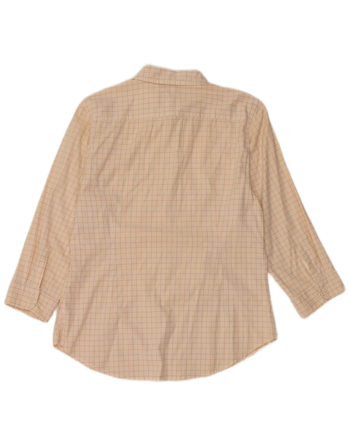 Camisa feminina manga 3/4 Gap Reino Unido 16 grande xadrez bege