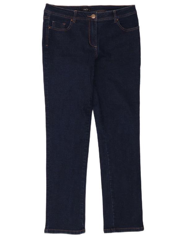 M&Co Jeans Slim Feminino UK 12 Médio W32 L31 Azul Marinho Algodão