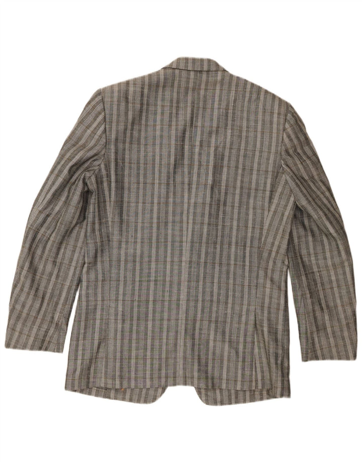 Camisa jeans masculina Facis com 2 botões Reino Unido 38 xadrez cinza médio