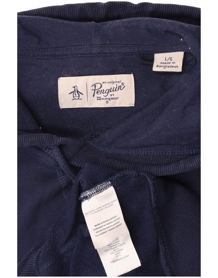 Suéter masculino com capuz PENGUIN grande algodão azul marinho